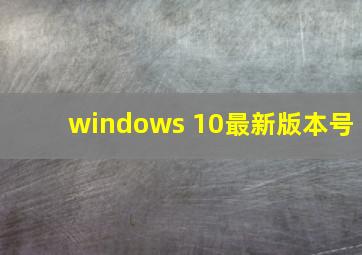 windows 10最新版本号